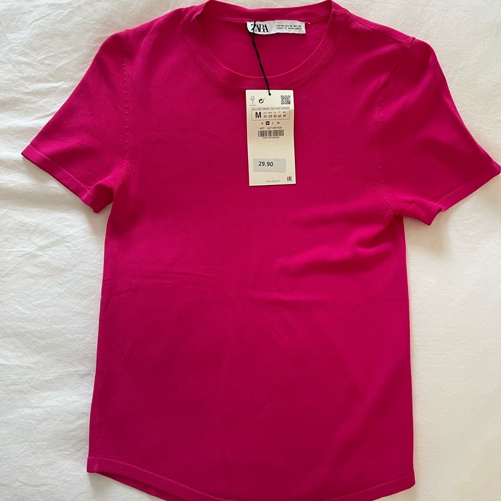 Zara Hot Pink Tee Shirt NWT